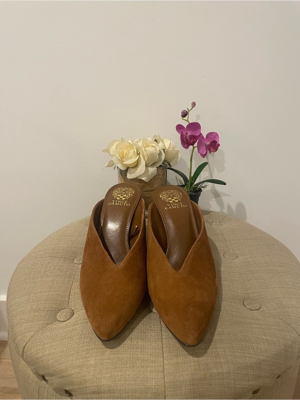 Vince Camuto Cognac Suede Pointed-Toe Mule - Size 9 - Picture 3 of 14